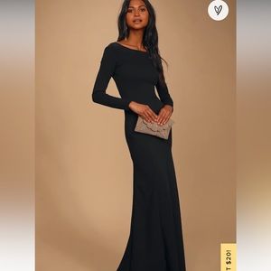 LuLu’s Long Sleeved Floor Length Black Dress XS